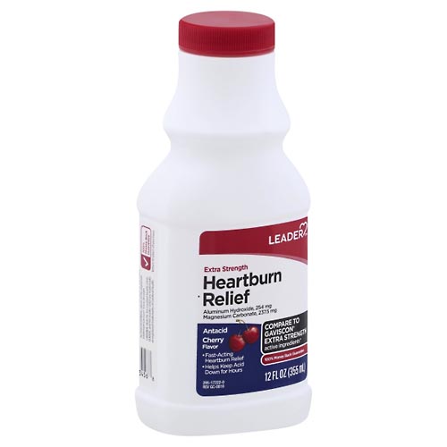 Image for Leader Heartburn Relief, Extra Strength, Cherry Flavor,12oz from Harmon's Drug Store