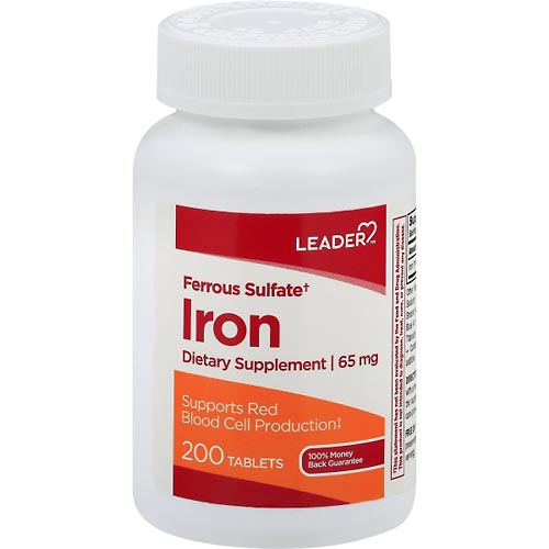 Image for Leader Iron, 65 mg, Tablets,200ea from Harmon's Drug Store