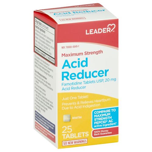 Image for Leader Acid Reducer, Maximum Strength, Tablets,25ea from Harmon's Drug Store