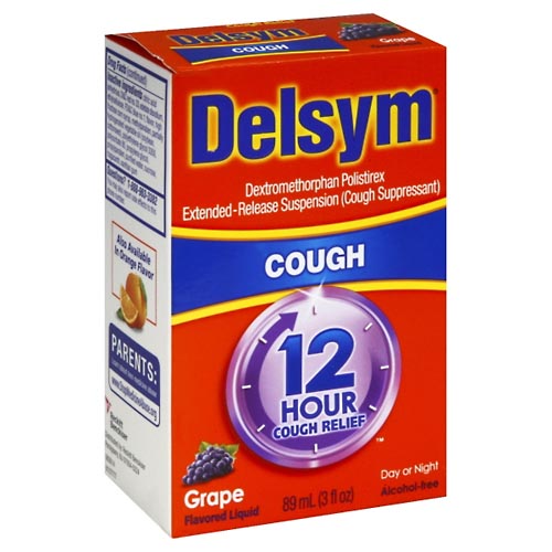 Image for Delsym Cough Relief, 12 Hour, Liquid, Grape Flavored,89ml from Harmon's Drug Store