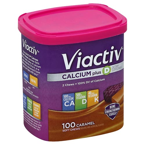 Image for Viactiv Calcium Plus D, Soft Chews, Caramel,100ea from Harmon's Drug Store